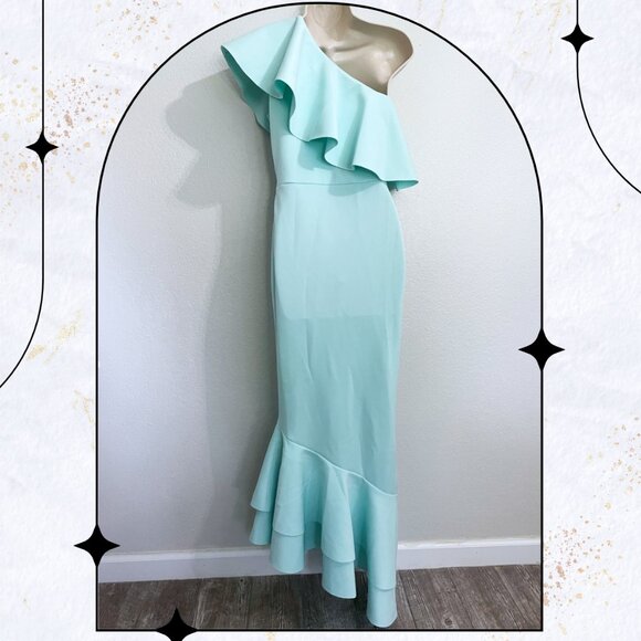 NWT ASOS Asymmetrical Maxi Gown in Mint Green, Size US 6, - Picture 2 of 5